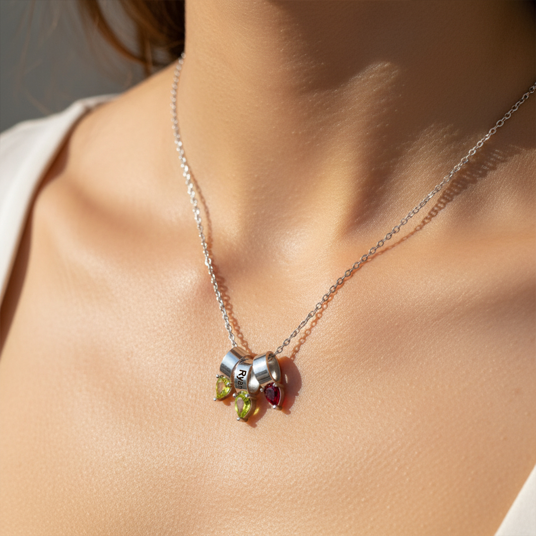 For Mom - "Stories in Stones" Custom Mom Memorial Necklace