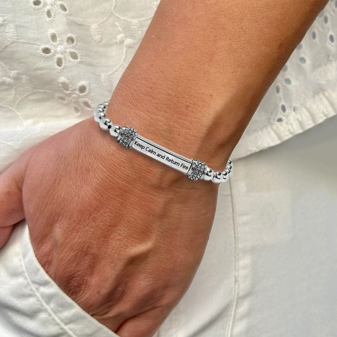 Keep Calm and Return Fire Dainty diamond bead Bracelet