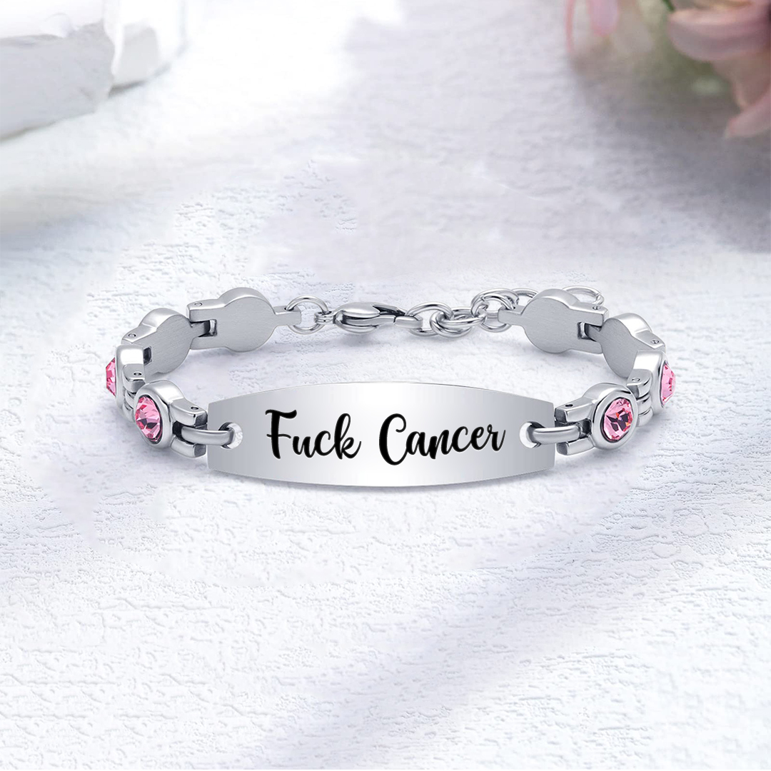 Fuck Cancer Circle Diamond Chain Bracelet