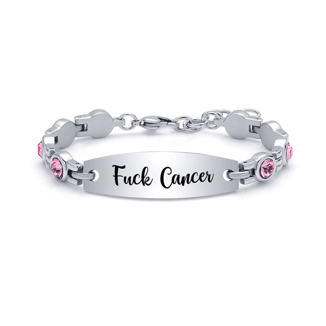 Fuck Cancer Circle Diamond Chain Bracelet
