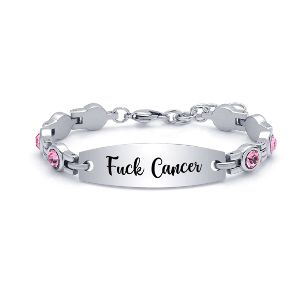 Fuck Cancer Circle Diamond Chain Bracelet