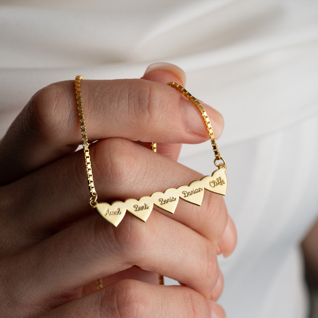Personalized Name Hearts Necklace