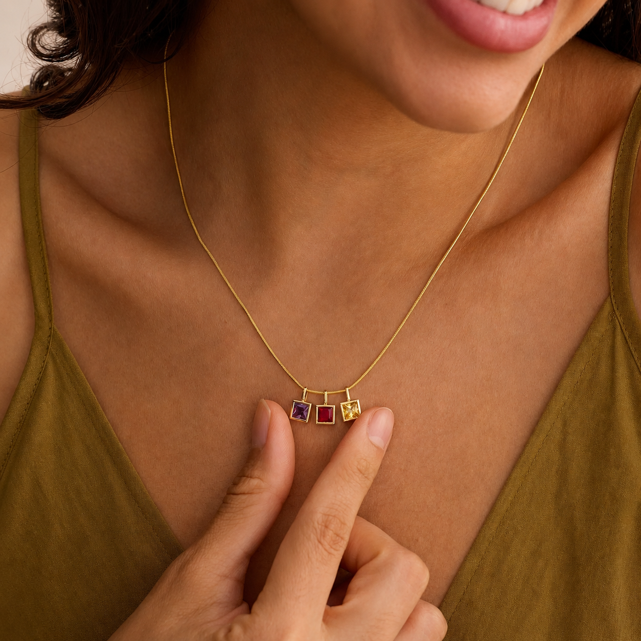 Personalized necklaces with 1-10 birthstones