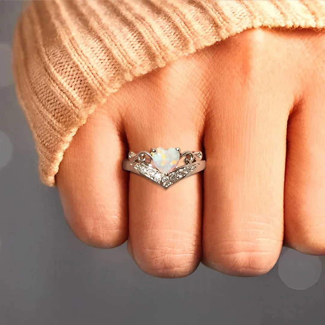 Matching Mother & Daughter Love Crown Opal Ring