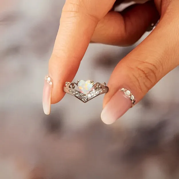 Matching Mother & Daughter Love Crown Opal Ring