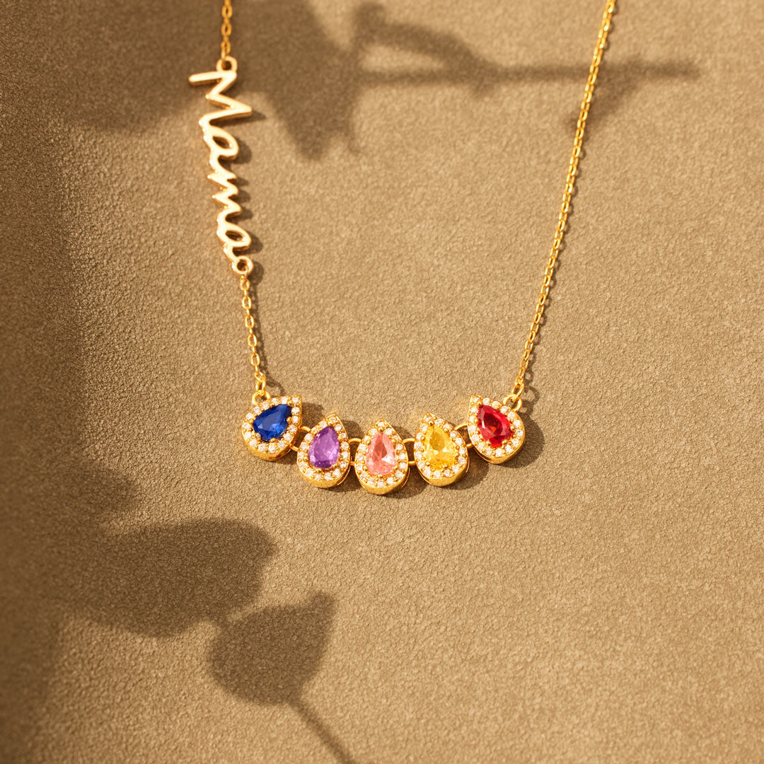 Tear of Joy Teardrop Birthstone Mama/Nana Necklace