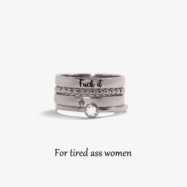 S925 Fuck It Stacked Ring - 4 Rings Set