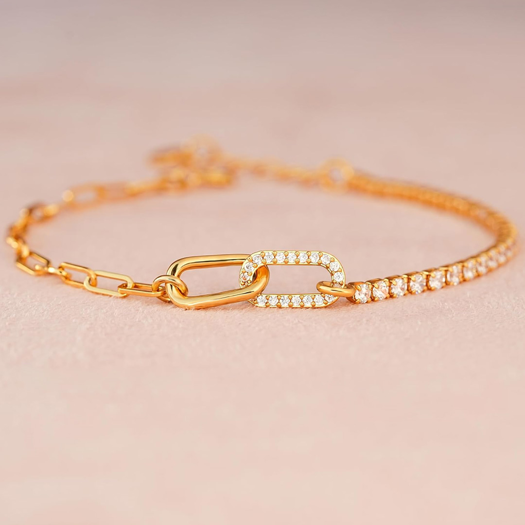 For Mother and Daughter-Half Diamond Chain Circle Bracelet