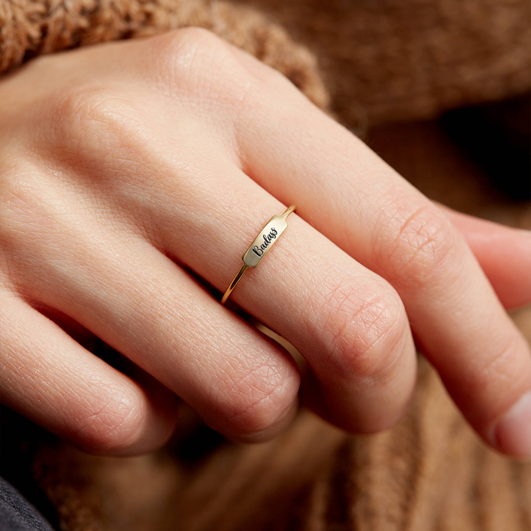 Badass Dainty Bar Ring