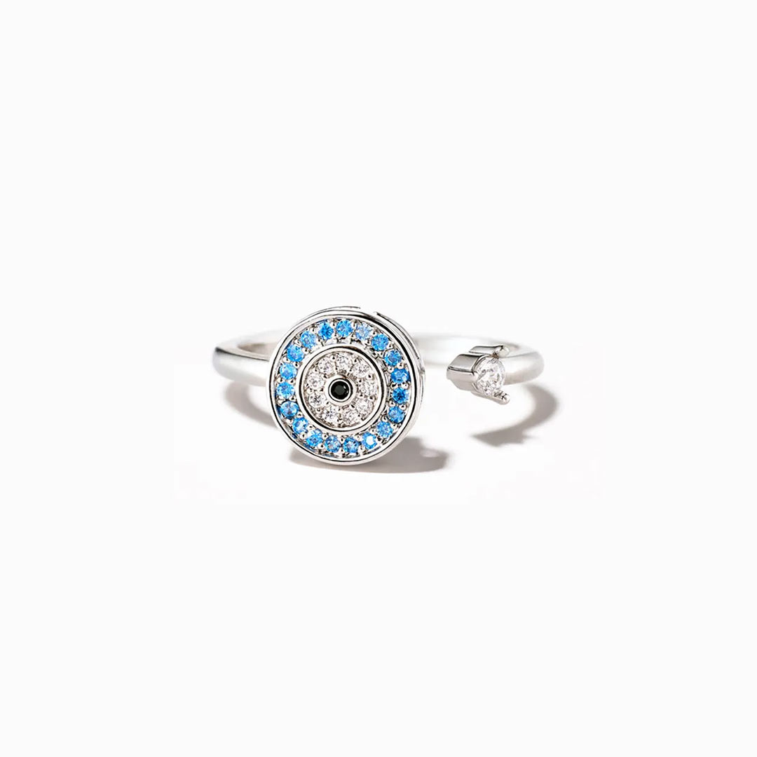 S925 I Will Love & Protect You from Anything You Fear Evil Eye Fidget Ring