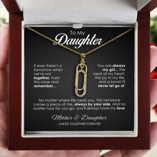For Daughter - Mother & Daughter Linked Together Forever Circle Necklace