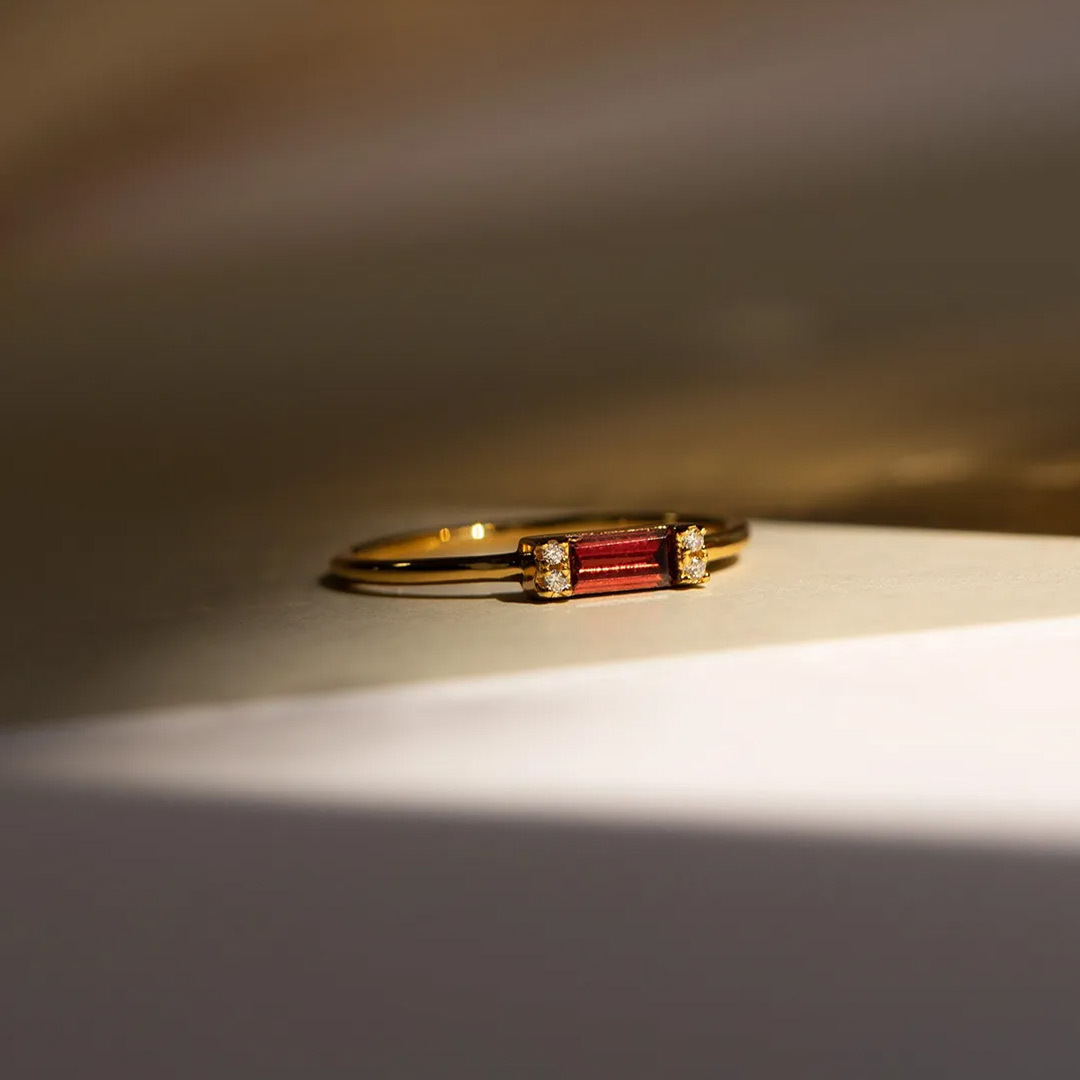 For Self-Self Love Garnet Baguette Ring