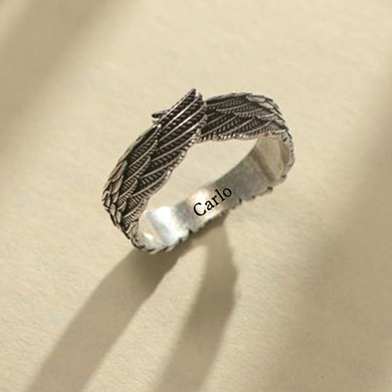 For Memorial - I Am Not A Widow Name Custom Wings Ring
