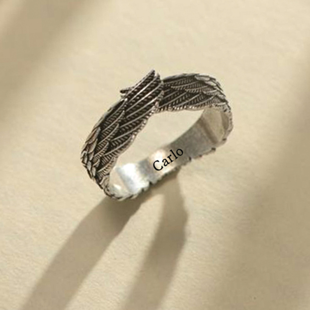 For Memorial - I Am Not A Widow Name Custom Wings Ring