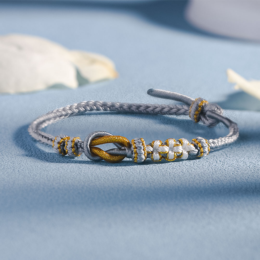 For Granddaughter - Grandmother And Granddaughter A link That Can Never Be Undone Peach Knot Bracelet