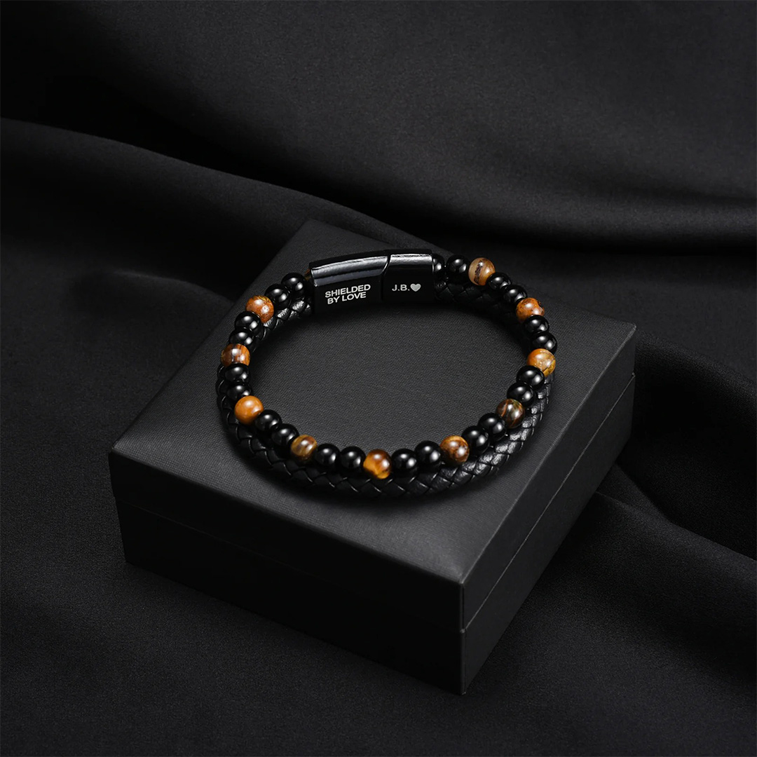 For Son - I'm Always With You Tiger Eye Protection Beaded Bracelet
