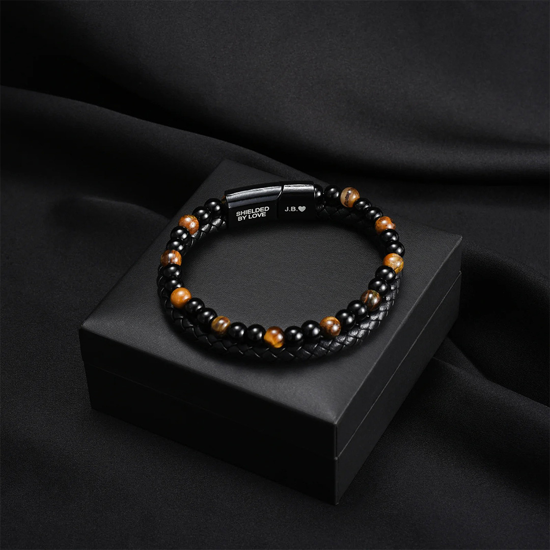 For Son - I'm Always With You Tiger Eye Protection Beaded Bracelet