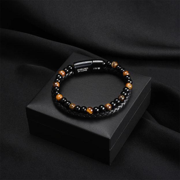 For Son - I'm Always With You Tiger Eye Protection Beaded Bracelet