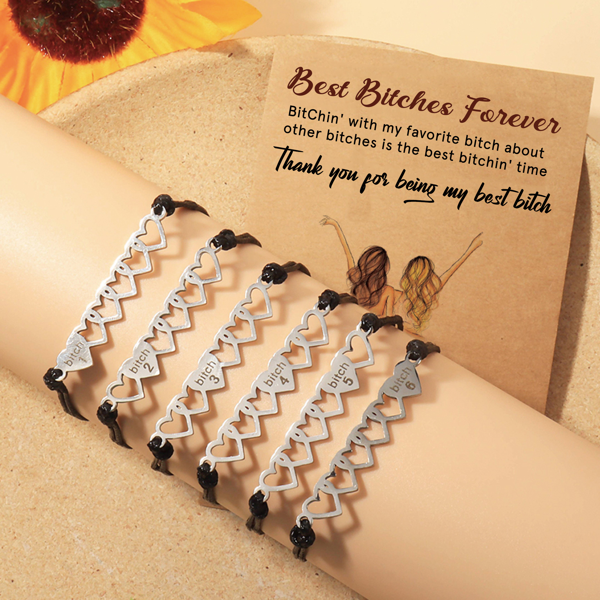 For Friend -Best Bitches Forever Braided Bracelet