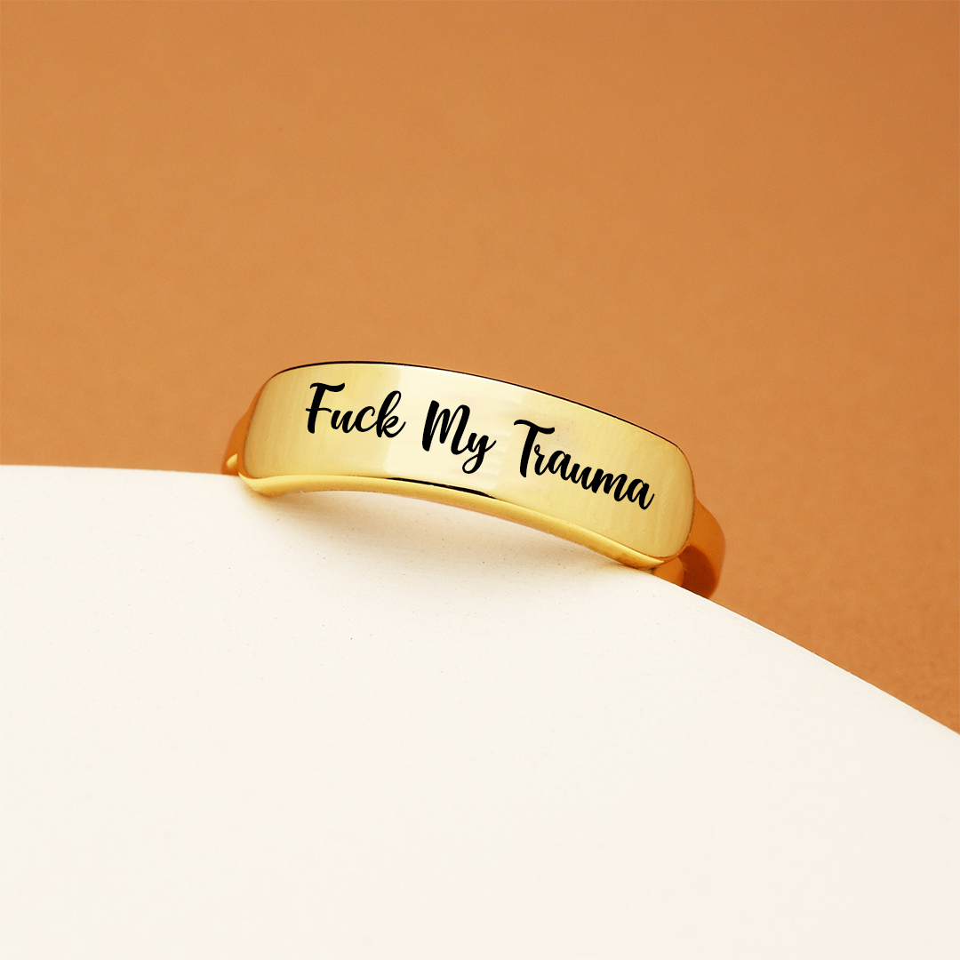 Fuck My Trauma Dainty Bar Ring