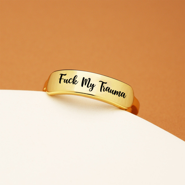 Fuck My Trauma Dainty Bar Ring