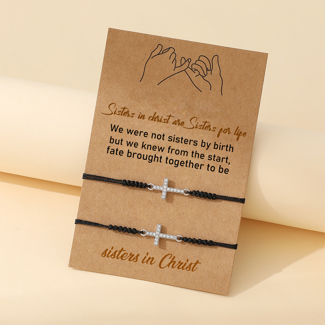 For Friend - Sisters In Christ Are Sisters For Life Cross Bracelet