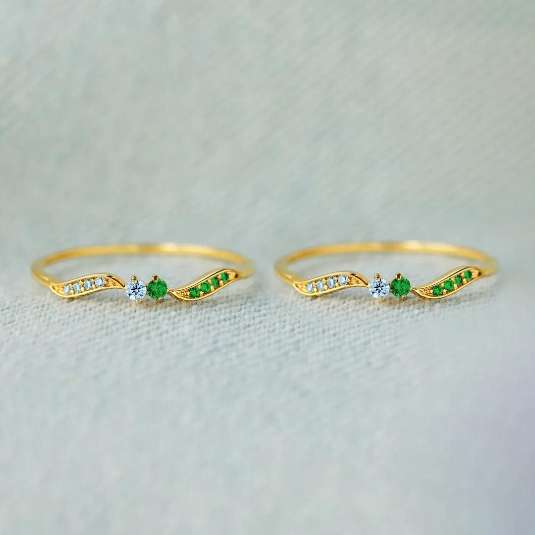 For Friend - Thank you for always being there Personalized Double Stone Wavy Ring