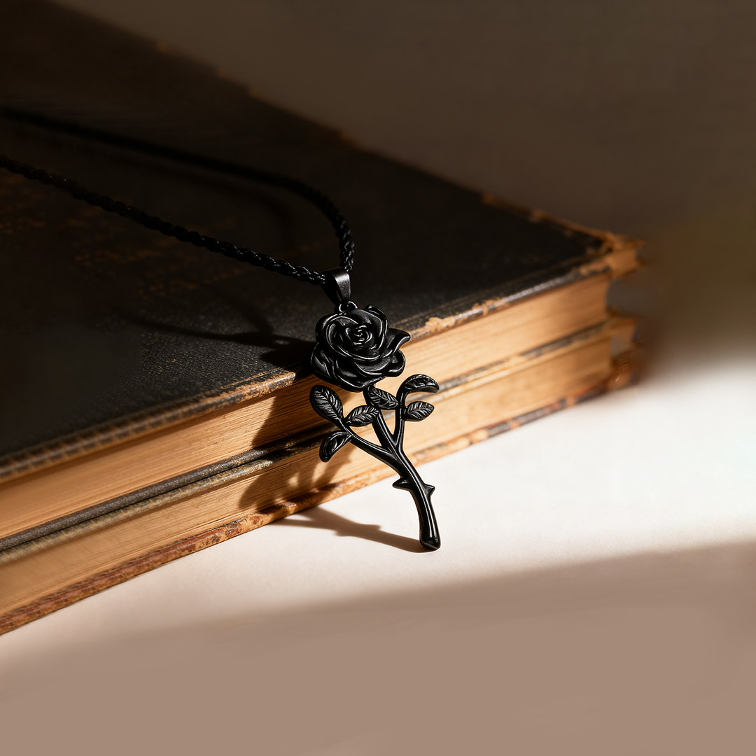 Begin Again Black Rose Necklace