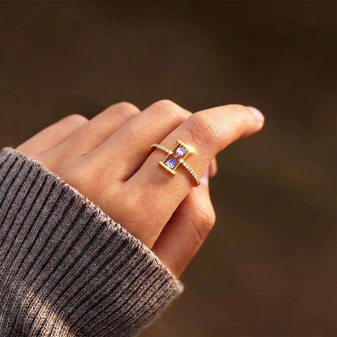 Carpe Diem Hourglass Double Diamond Ring