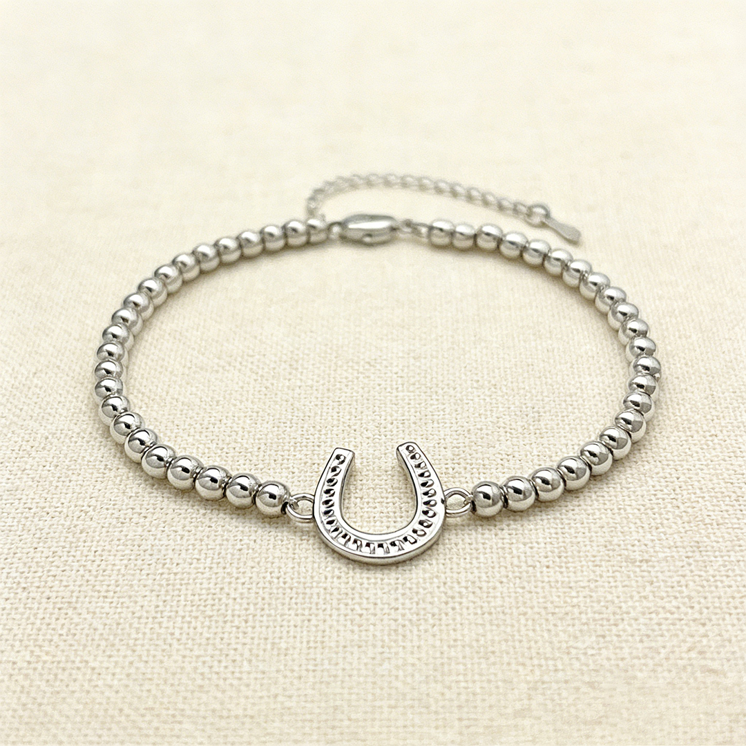 Ride More, Worry Less-Horseshoe-shaped bead bracelet