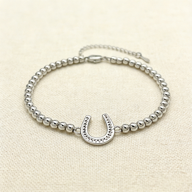 Ride More, Worry Less-Horseshoe-shaped bead bracelet