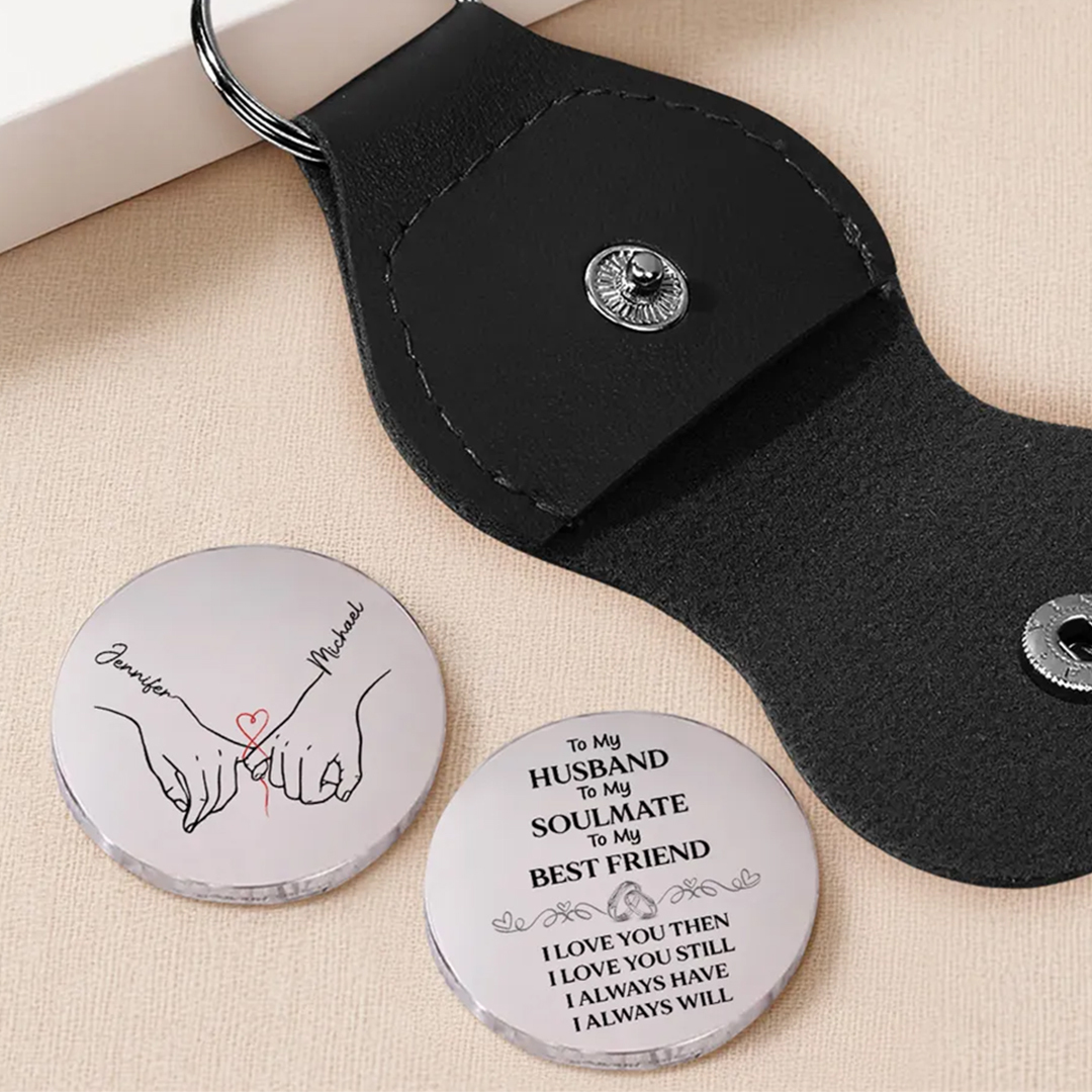 For Love-Personalized Couple Hand-Holding Name Coin