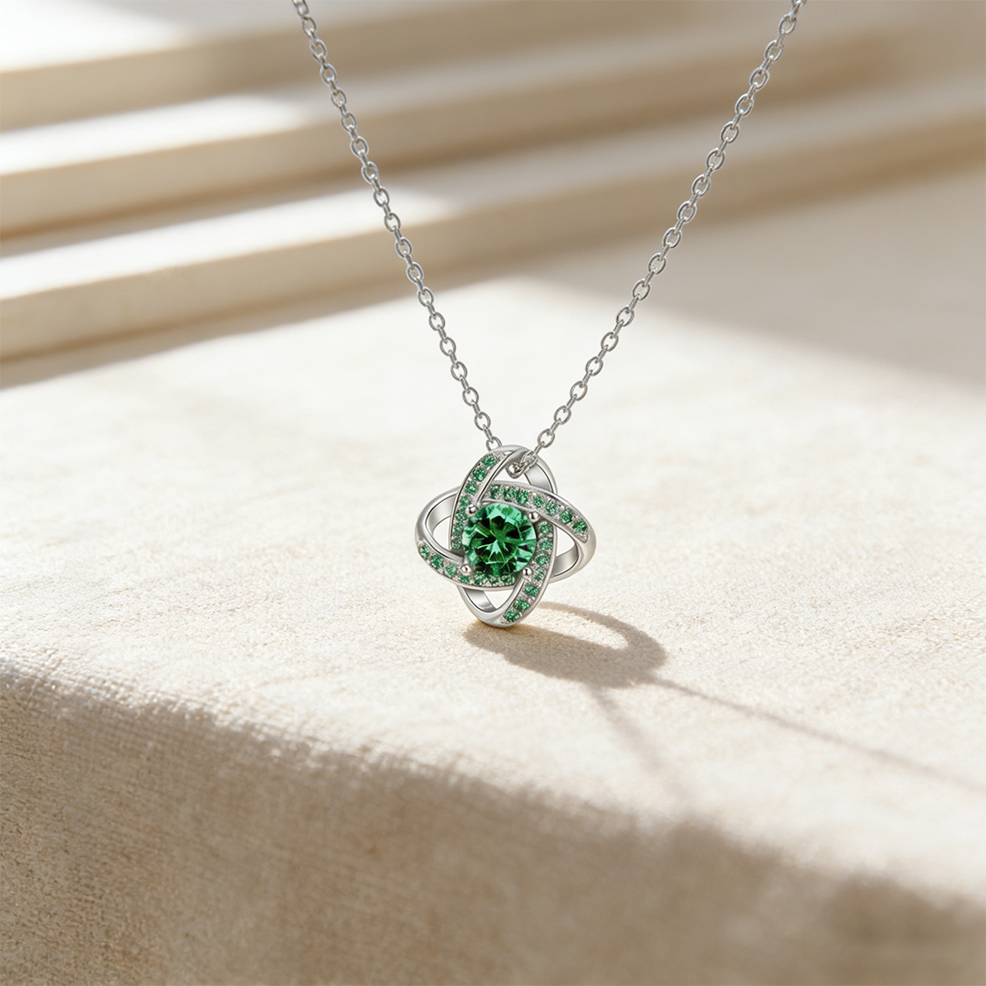 Irish Celtic Knot Emerald Necklace