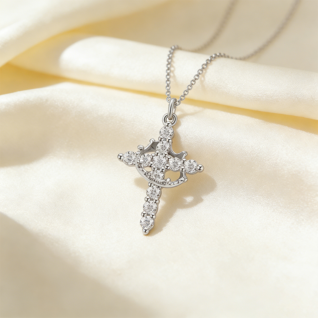 Easter Day Special Offer - Jesus Is With You Always Crown Cross Necklace