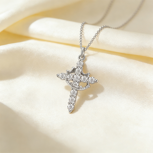 Easter Day Special Offer - Jesus Is With You Always Crown Cross Necklace