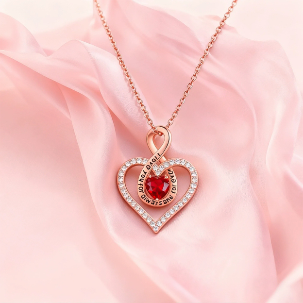 For Mom - I Love You Diamond Infinity Heart Necklace