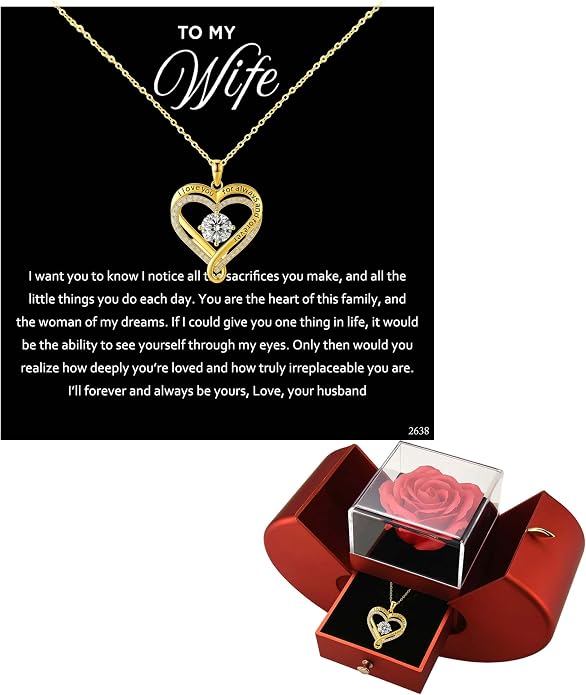 For Love - I Love You For Always & Forever Necklace With Rose Box