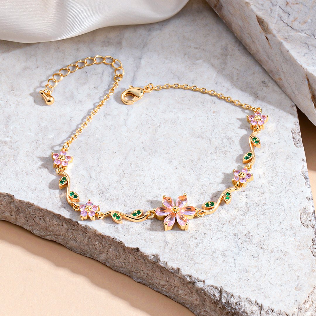 Bloom In Your Own Time Flowers & Leaves Bracelet