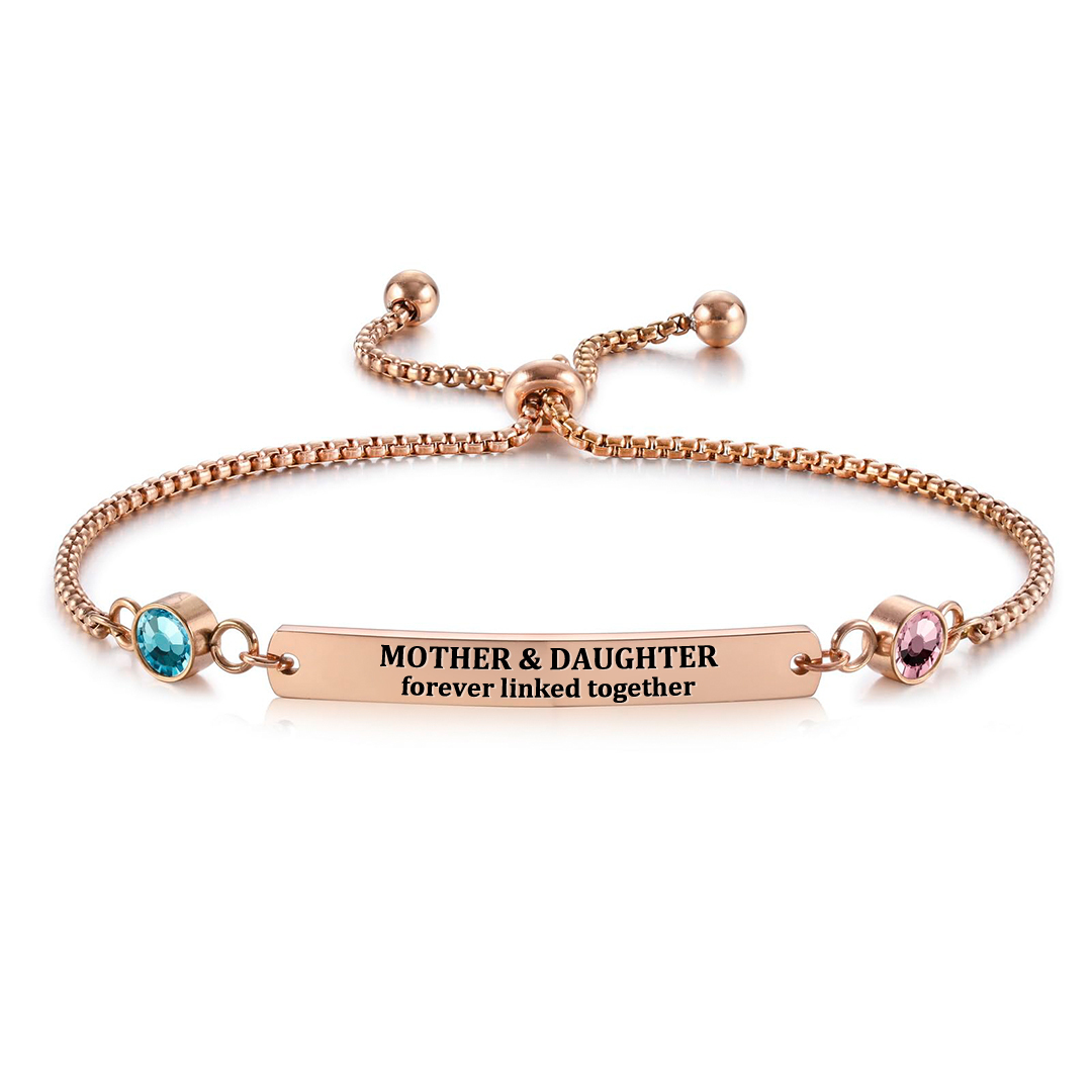 Mother & Daughter Forever Linked Together Custom Birthstones Bracelet