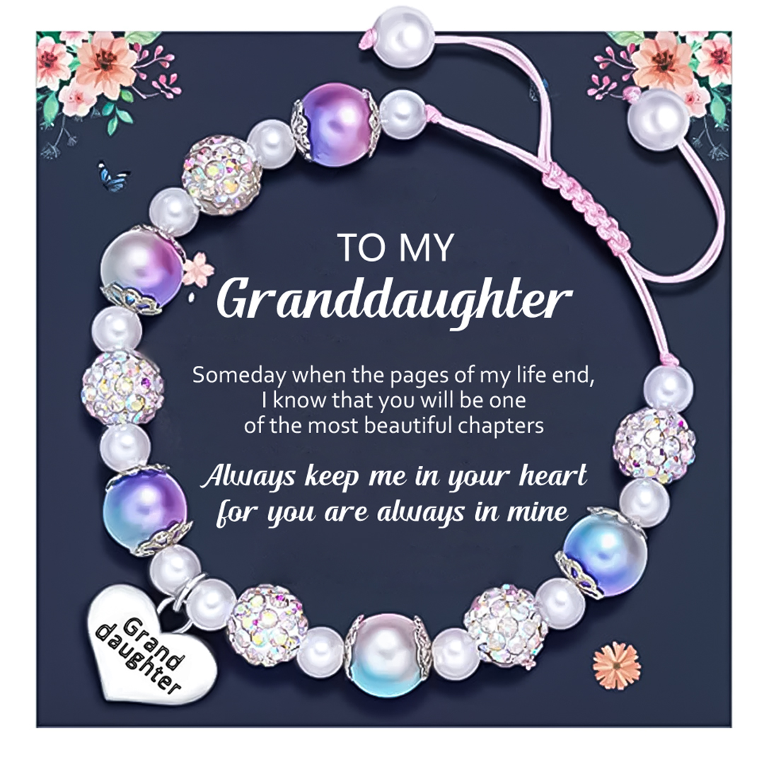 For Granddaughter- You Are My Most Beautiful Chapter Pendant Pearl Bracelet