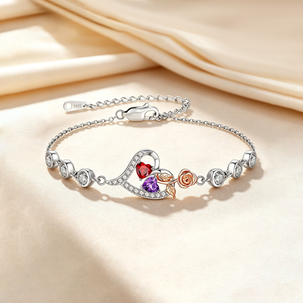 For mother -You are the most beautiful rose in my life Custom Birthstone Bracelet