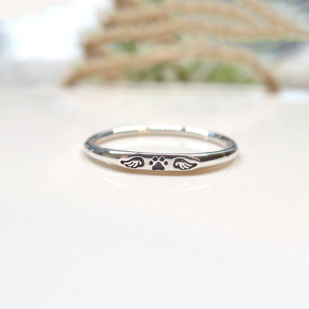 FOR MEMORIAL - My Four-legged Angel is Always Near By Tiny Paw With Wings Ring