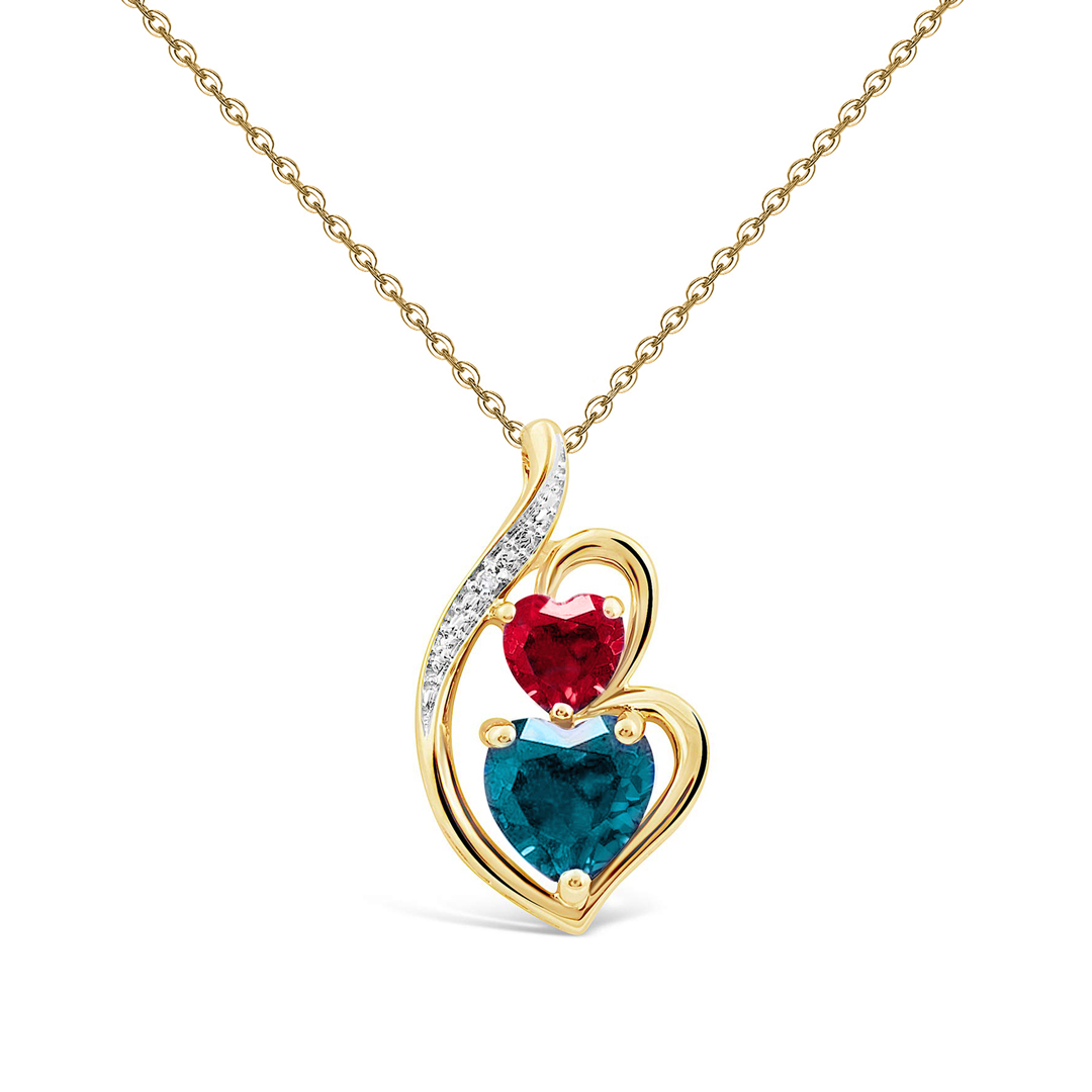 S925 The Love Between Mother And Daughter Is Forever Love Eternal Birthstone Customized Double Heart Necklace