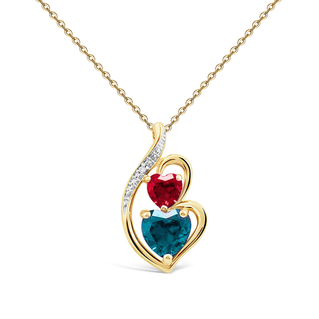 S925 The Love Between Mother And Daughter Is Forever Love Eternal Birthstone Customized Double Heart Necklace