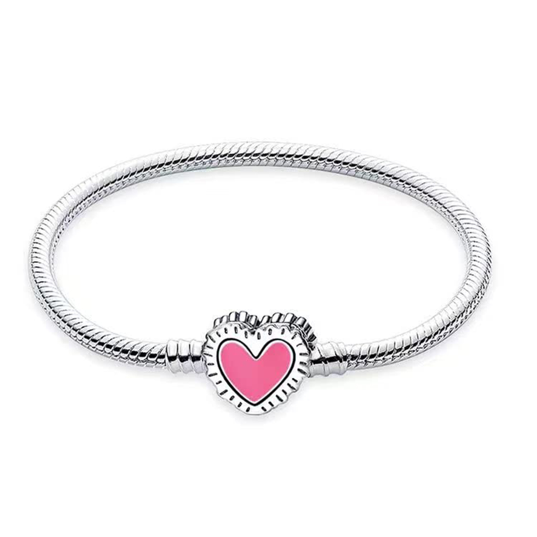 For Self - S925 Love Yourself Unconditionally Pink Love Snake Chain Bracelet