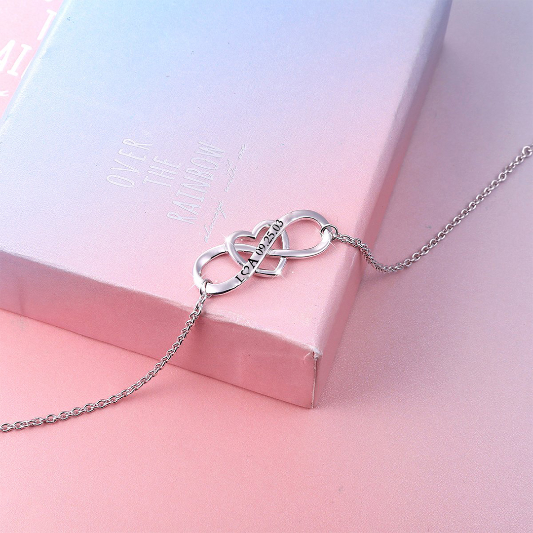 For Love - S925 Customized Infinite Love Bracelet With Initials And Date