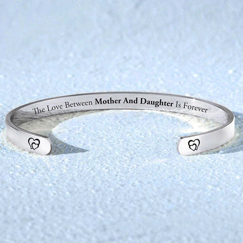 The Love Between Mother And Daughter Is Forever Double Heart Cuff Bracelet
