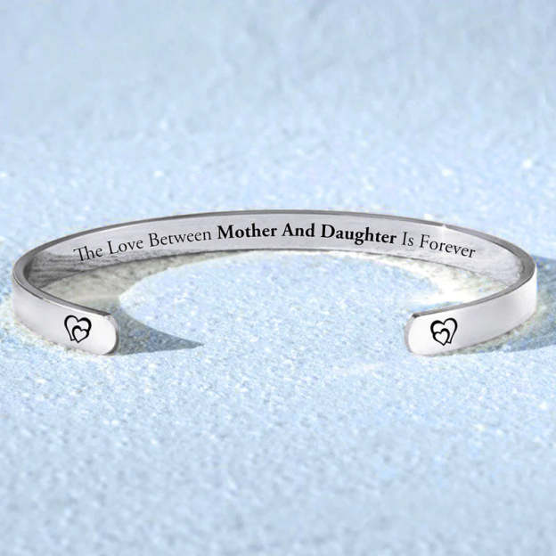 The Love Between Mother And Daughter Is Forever Double Heart Cuff Bracelet
