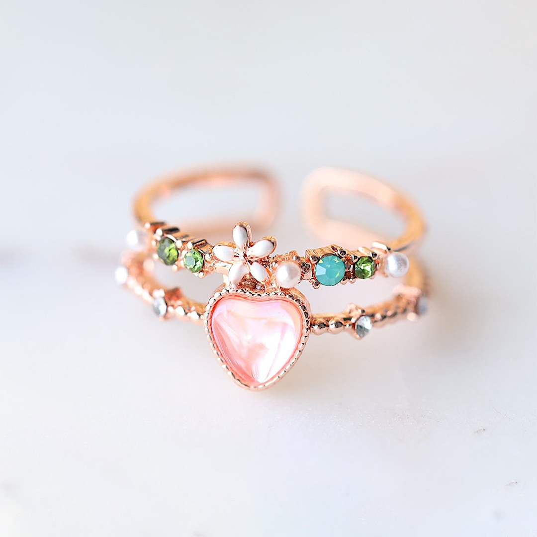 For Daughter - S925 I Love You Forever And Always Heart Flower Ring