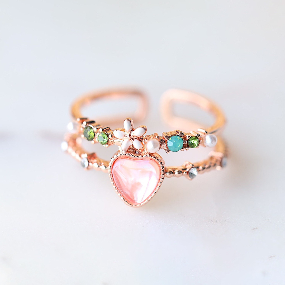 For Daughter - S925 I Love You Forever And Always Heart Flower Ring